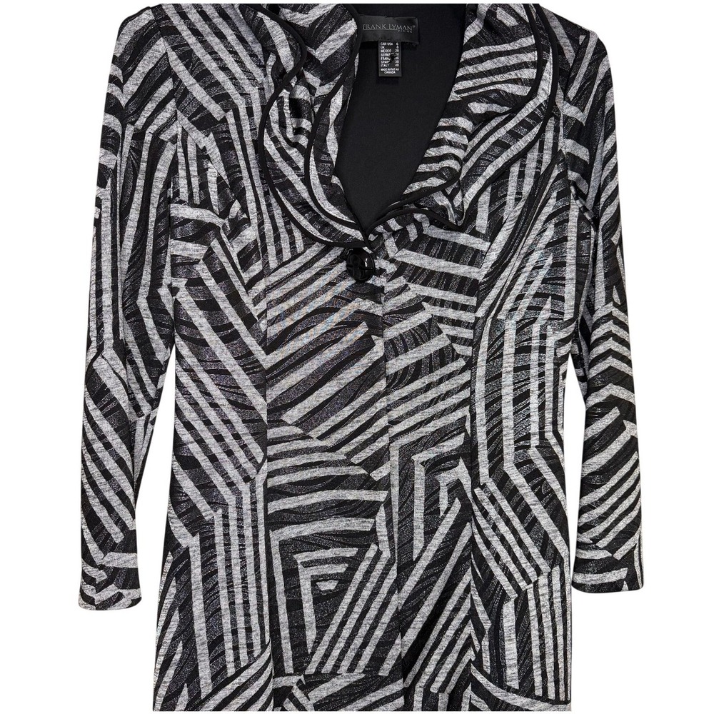 Frank Lyman Design Black & Silver blazer  jacket‎ Size 6 office siren mob wife